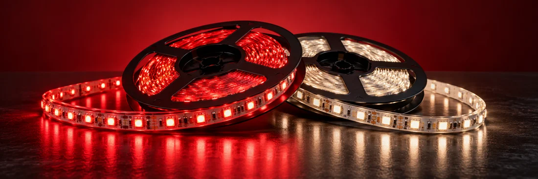 Tiras LED de iluminación roja y blanca