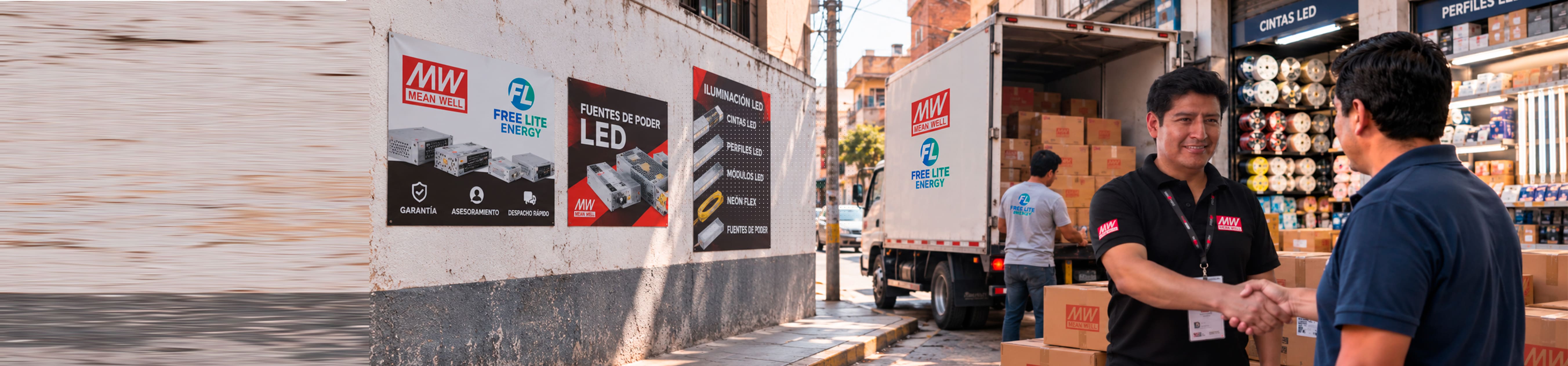 Atención comercial y despacho de productos MEAN WELL en Free Lite Energy